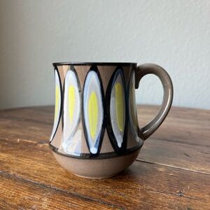 Midcentury Modern Style Pottery Mug Handpainted Stoneware